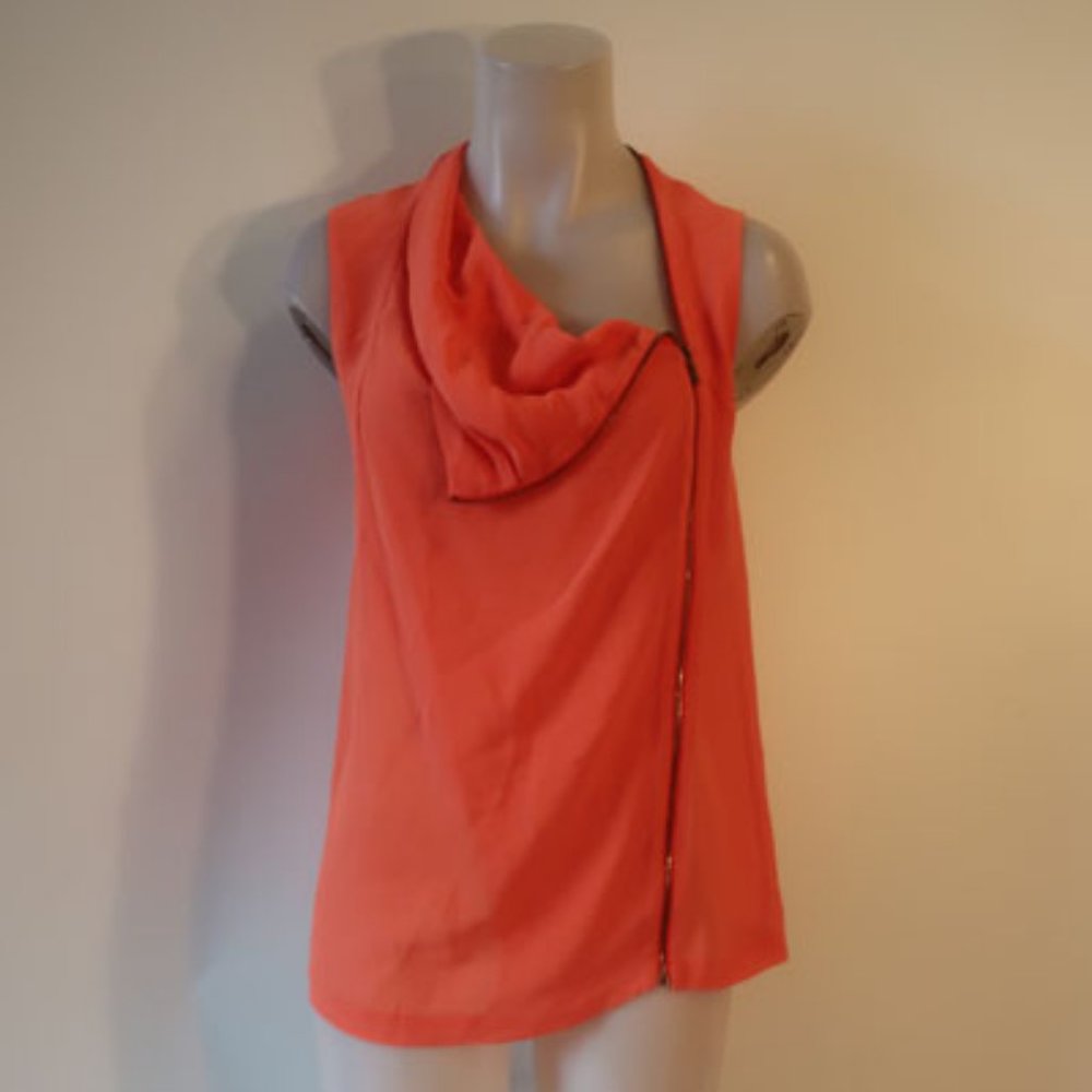 Willow Orange Full Zip Sleeveless Top S *